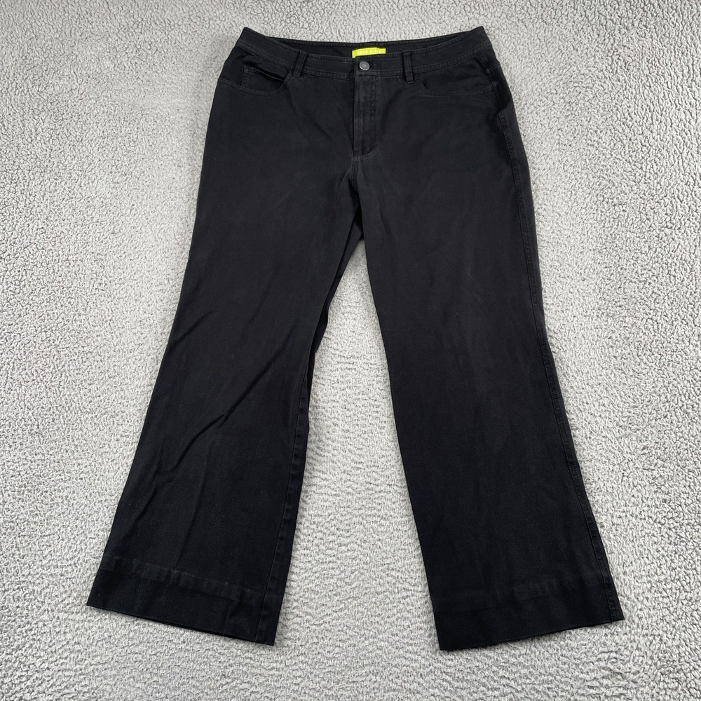 Sigrid Olsen Pants Womens 12 Black Modernist Wide Leg Cotton Stretch Casual